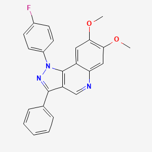 molecular formula C24H18FN3O2 B2907494 1-(4-fluorophenyl)-7,8-dimethoxy-3-phenyl-1H-pyrazolo[4,3-c]quinoline CAS No. 932334-03-7