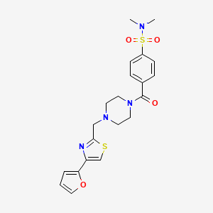 molecular formula C21H24N4O4S2 B2907497 4-(4-((4-(furan-2-yl)thiazol-2-yl)methyl)piperazine-1-carbonyl)-N,N-dimethylbenzenesulfonamide CAS No. 1172713-61-9