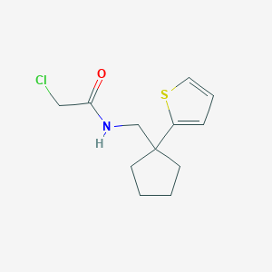 molecular formula C12H16ClNOS B2907502 2-Chloro-N-[(1-thiophen-2-ylcyclopentyl)methyl]acetamide CAS No. 2411292-81-2