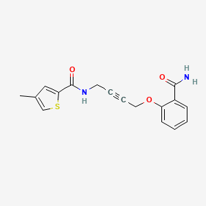 molecular formula C17H16N2O3S B2907504 N-(4-(2-carbamoylphenoxy)but-2-yn-1-yl)-4-methylthiophene-2-carboxamide CAS No. 1448064-75-2