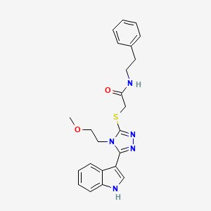 molecular formula C23H25N5O2S B2907511 2-((5-(1H-indol-3-yl)-4-(2-methoxyethyl)-4H-1,2,4-triazol-3-yl)thio)-N-phenethylacetamide CAS No. 852145-04-1