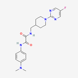 molecular formula C20H25FN6O2 B2907518 N1-(4-(dimethylamino)phenyl)-N2-((1-(5-fluoropyrimidin-2-yl)piperidin-4-yl)methyl)oxalamide CAS No. 2034230-60-7