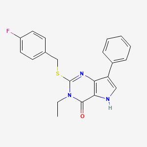 molecular formula C21H18FN3OS B2907534 3-ethyl-2-((4-fluorobenzyl)thio)-7-phenyl-3H-pyrrolo[3,2-d]pyrimidin-4(5H)-one CAS No. 2034588-58-2