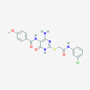 B2907541 N-(4-amino-2-((2-((3-chlorophenyl)amino)-2-oxoethyl)thio)-6-oxo-1,6-dihydropyrimidin-5-yl)-4-methoxybenzamide CAS No. 872597-45-0