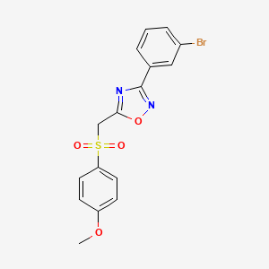 molecular formula C16H13BrN2O4S B2907577 3-(3-Bromophenyl)-5-(((4-methoxyphenyl)sulfonyl)methyl)-1,2,4-oxadiazole CAS No. 1105199-41-4