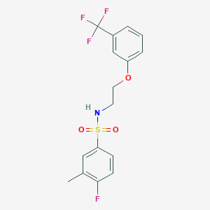 molecular formula C16H15F4NO3S B2907583 4-fluoro-3-methyl-N-(2-(3-(trifluoromethyl)phenoxy)ethyl)benzenesulfonamide CAS No. 1105234-14-7