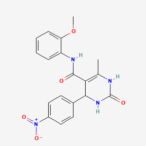 molecular formula C19H18N4O5 B2907598 N-(2-methoxyphenyl)-6-methyl-4-(4-nitrophenyl)-2-oxo-1,2,3,4-tetrahydropyrimidine-5-carboxamide CAS No. 421575-65-7