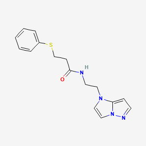 molecular formula C16H18N4OS B2907611 N-(2-(1H-imidazo[1,2-b]pyrazol-1-yl)ethyl)-3-(phenylthio)propanamide CAS No. 1790196-20-1
