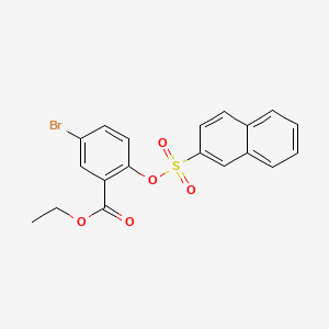 molecular formula C19H15BrO5S B2907615 Ethyl 5-bromo-2-((naphthalen-2-ylsulfonyl)oxy)benzoate CAS No. 325813-78-3