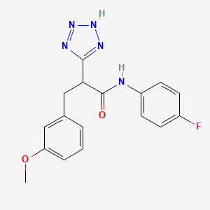 molecular formula C17H16FN5O2 B2907628 N-(4-fluorophenyl)-3-(3-methoxyphenyl)-2-(2H-tetrazol-5-yl)propanamide CAS No. 483993-42-6