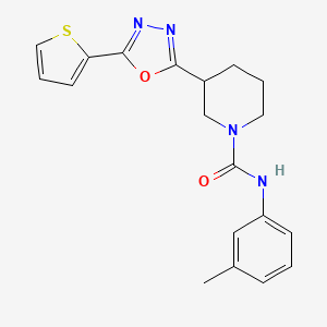 molecular formula C19H20N4O2S B2907635 3-(5-(thiophen-2-yl)-1,3,4-oxadiazol-2-yl)-N-(m-tolyl)piperidine-1-carboxamide CAS No. 1105201-53-3