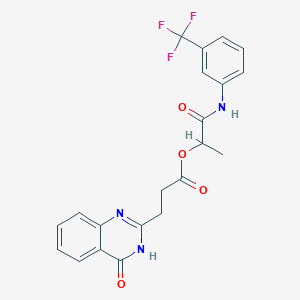 molecular formula C21H18F3N3O4 B2907649 1-{[3-(Trifluoromethyl)phenyl]carbamoyl}ethyl 3-(4-oxo-3,4-dihydroquinazolin-2-yl)propanoate CAS No. 742093-88-5