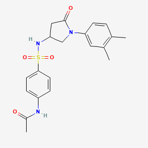 molecular formula C20H23N3O4S B2907660 N-(4-(N-(1-(3,4-dimethylphenyl)-5-oxopyrrolidin-3-yl)sulfamoyl)phenyl)acetamide CAS No. 905684-59-5