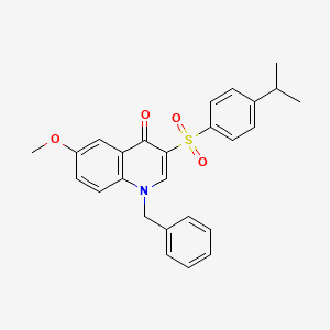 molecular formula C26H25NO4S B2907670 1-Benzyl-6-methoxy-3-(4-propan-2-ylphenyl)sulfonylquinolin-4-one CAS No. 866865-53-4