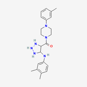 molecular formula C22H26N6O B2907679 N-(3,4-dimethylphenyl)-4-[4-(3-methylphenyl)piperazine-1-carbonyl]-1H-1,2,3-triazol-5-amine CAS No. 1291849-37-0