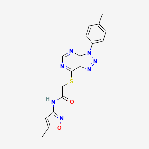molecular formula C17H15N7O2S B2907691 N-(5-methyl-1,2-oxazol-3-yl)-2-[3-(4-methylphenyl)triazolo[4,5-d]pyrimidin-7-yl]sulfanylacetamide CAS No. 863459-69-2