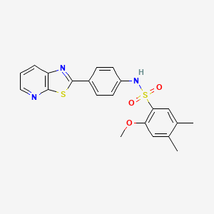 molecular formula C21H19N3O3S2 B2907693 2-methoxy-4,5-dimethyl-N-(4-(thiazolo[5,4-b]pyridin-2-yl)phenyl)benzenesulfonamide CAS No. 2210142-15-5