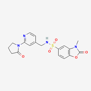 molecular formula C18H18N4O5S B2907696 3-methyl-2-oxo-N-((2-(2-oxopyrrolidin-1-yl)pyridin-4-yl)methyl)-2,3-dihydrobenzo[d]oxazole-5-sulfonamide CAS No. 2034586-41-7