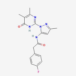 molecular formula C18H18FN5O2 B2907724 N-(1-(4,5-二甲基-6-氧代-1,6-二氢嘧啶-2-基)-3-甲基-1H-吡唑-5-基)-2-(4-氟苯基)乙酰胺 CAS No. 1004680-68-5