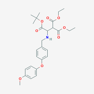 molecular formula C27H35NO8 B2907726 2-(Tert-butyl) 1,1-diethyl 2-{[4-(4-methoxyphenoxy)benzyl]amino}-1,1,2-ethanetricarboxylate CAS No. 318466-07-8