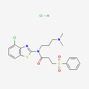 molecular formula C21H25Cl2N3O3S2 B2907731 N-(4-chlorobenzo[d]thiazol-2-yl)-N-(3-(dimethylamino)propyl)-3-(phenylsulfonyl)propanamide hydrochloride CAS No. 1215830-49-1