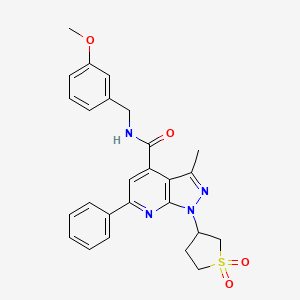 molecular formula C26H26N4O4S B2907733 1-(1,1-dioxidotetrahydrothiophen-3-yl)-N-(3-methoxybenzyl)-3-methyl-6-phenyl-1H-pyrazolo[3,4-b]pyridine-4-carboxamide CAS No. 1021055-01-5