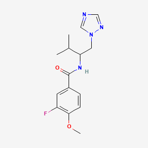 molecular formula C15H19FN4O2 B2907739 3-fluoro-4-methoxy-N-(3-methyl-1-(1H-1,2,4-triazol-1-yl)butan-2-yl)benzamide CAS No. 2034333-91-8