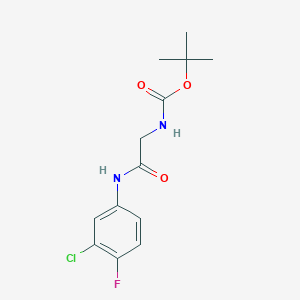 molecular formula C13H16ClFN2O3 B2907740 N-(tert-butoxycarbonyl)-N1-(3-chloro-4-fluorophenyl)glycinamide CAS No. 1387745-22-3