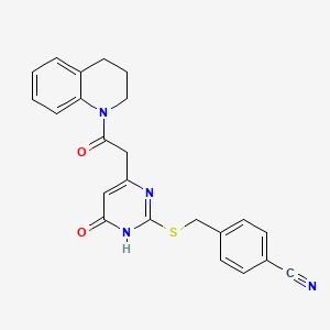 4-(((4-(2-(3,4-dihydroquinolin-1(2H)-yl)-2-oxoethyl)-6-oxo-1,6-dihydropyrimidin-2-yl)thio)methyl)benzonitrile