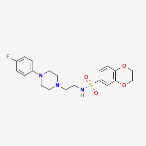 molecular formula C20H24FN3O4S B2907759 N-(2-(4-(4-fluorophenyl)piperazin-1-yl)ethyl)-2,3-dihydrobenzo[b][1,4]dioxine-6-sulfonamide CAS No. 1049391-85-6