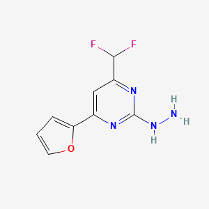 molecular formula C9H8F2N4O B2907760 4-(Difluoromethyl)-6-(2-furyl)-2-hydrazinopyrimidine CAS No. 869946-84-9