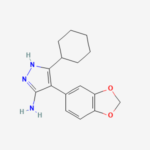 molecular formula C16H19N3O2 B2907761 4-(2H-1,3-benzodioxol-5-yl)-3-cyclohexyl-1H-pyrazol-5-amine CAS No. 1186679-65-1