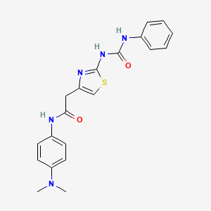molecular formula C20H21N5O2S B2907768 N-(4-(dimethylamino)phenyl)-2-(2-(3-phenylureido)thiazol-4-yl)acetamide CAS No. 921481-33-6