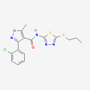 molecular formula C16H15ClN4O2S2 B2907772 3-(2-chlorophenyl)-5-methyl-N-(5-(propylthio)-1,3,4-thiadiazol-2-yl)isoxazole-4-carboxamide CAS No. 391875-20-0