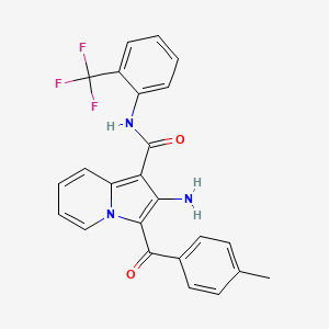 molecular formula C24H18F3N3O2 B2907788 2-amino-3-(4-methylbenzoyl)-N-[2-(trifluoromethyl)phenyl]indolizine-1-carboxamide CAS No. 898453-42-4