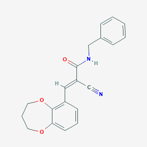 molecular formula C20H18N2O3 B2907794 (E)-N-benzyl-2-cyano-3-(3,4-dihydro-2H-1,5-benzodioxepin-6-yl)prop-2-enamide CAS No. 1390913-17-3