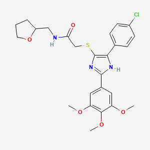 2-((5-(4-chlorophenyl)-2-(3,4,5-trimethoxyphenyl)-1H-imidazol-4-yl)thio)-N-((tetrahydrofuran-2-yl)methyl)acetamide