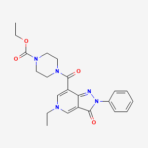 molecular formula C22H25N5O4 B2907798 ethyl 4-(5-ethyl-3-oxo-2-phenyl-3,5-dihydro-2H-pyrazolo[4,3-c]pyridine-7-carbonyl)piperazine-1-carboxylate CAS No. 921513-67-9