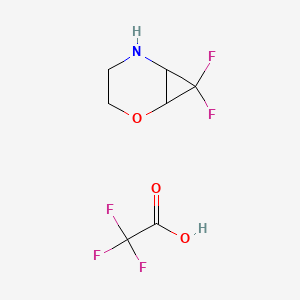 molecular formula C7H8F5NO3 B2907802 7,7-Difluoro-2-oxa-5-azabicyclo[4.1.0]heptane, trifluoroacetic acid CAS No. 1955523-08-6
