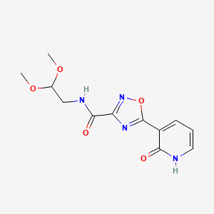 molecular formula C12H14N4O5 B2907803 N-(2,2-dimethoxyethyl)-5-(2-oxo-1,2-dihydro-3-pyridinyl)-1,2,4-oxadiazole-3-carboxamide CAS No. 1574624-87-5