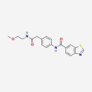 molecular formula C19H19N3O3S B2907806 N-(4-(2-((2-methoxyethyl)amino)-2-oxoethyl)phenyl)benzo[d]thiazole-6-carboxamide CAS No. 1324126-01-3