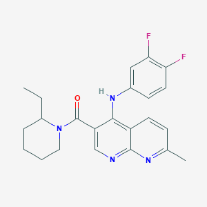 molecular formula C23H24F2N4O B2907809 (4-((3,4-Difluorophenyl)amino)-7-methyl-1,8-naphthyridin-3-yl)(2-ethylpiperidin-1-yl)methanone CAS No. 1251690-50-2