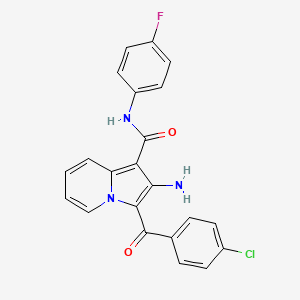 molecular formula C22H15ClFN3O2 B2907810 2-amino-3-(4-chlorobenzoyl)-N-(4-fluorophenyl)indolizine-1-carboxamide CAS No. 903283-46-5