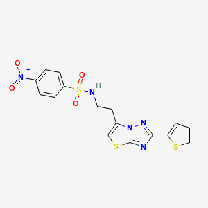 4-nitro-N-(2-(2-(thiophen-2-yl)thiazolo[3,2-b][1,2,4]triazol-6-yl)ethyl)benzenesulfonamide