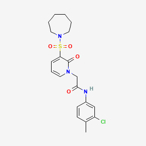 molecular formula C20H24ClN3O4S B2907823 2-(3-(azepan-1-ylsulfonyl)-2-oxopyridin-1(2H)-yl)-N-(3-chloro-4-methylphenyl)acetamide CAS No. 1251687-14-5