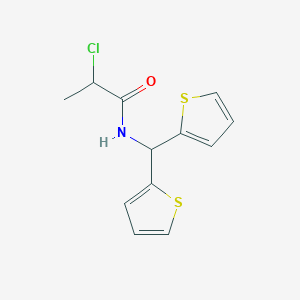 molecular formula C12H12ClNOS2 B2907825 2-Chloro-N-(dithiophen-2-ylmethyl)propanamide CAS No. 2411319-31-6