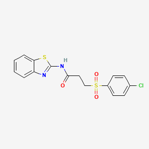 molecular formula C16H13ClN2O3S2 B2907828 N-(苯并[d]噻唑-2-基)-3-((4-氯苯基)磺酰基)丙酰胺 CAS No. 895455-22-8