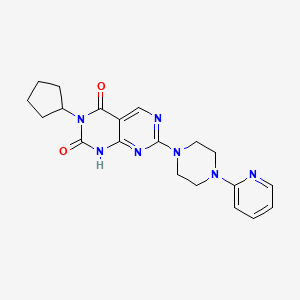 molecular formula C20H23N7O2 B2907830 3-cyclopentyl-7-(4-(pyridin-2-yl)piperazin-1-yl)pyrimido[4,5-d]pyrimidine-2,4(1H,3H)-dione CAS No. 1396813-45-8
