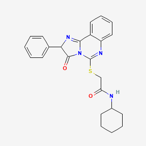 molecular formula C24H24N4O2S B2907845 N-cyclohexyl-2-({3-oxo-2-phenyl-2H,3H-imidazo[1,2-c]quinazolin-5-yl}sulfanyl)acetamide CAS No. 958697-33-1