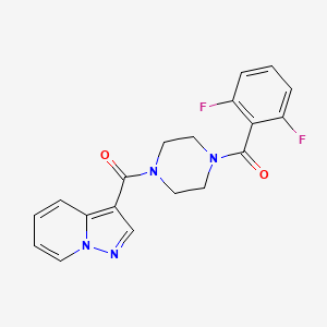 molecular formula C19H16F2N4O2 B2907848 (4-(2,6-Difluorobenzoyl)piperazin-1-yl)(pyrazolo[1,5-a]pyridin-3-yl)methanone CAS No. 1396872-91-5